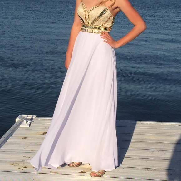 Beautiful gold and white prom dress - Picture 3 of 5